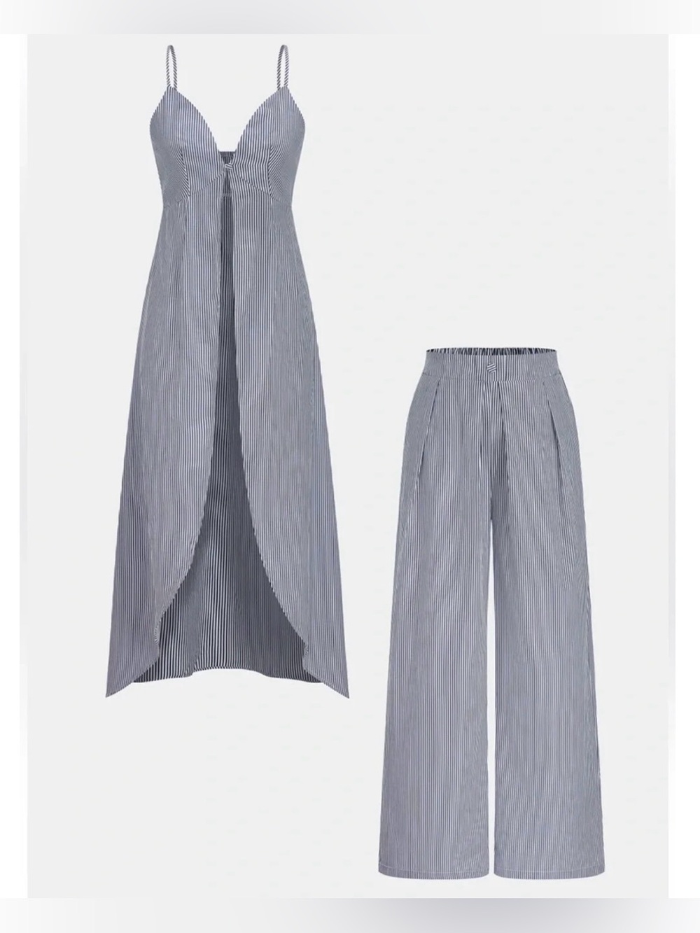 NWT Commense Striped Wide-Leg Pant & Tunic Set, Medium - Picture 7 of 14